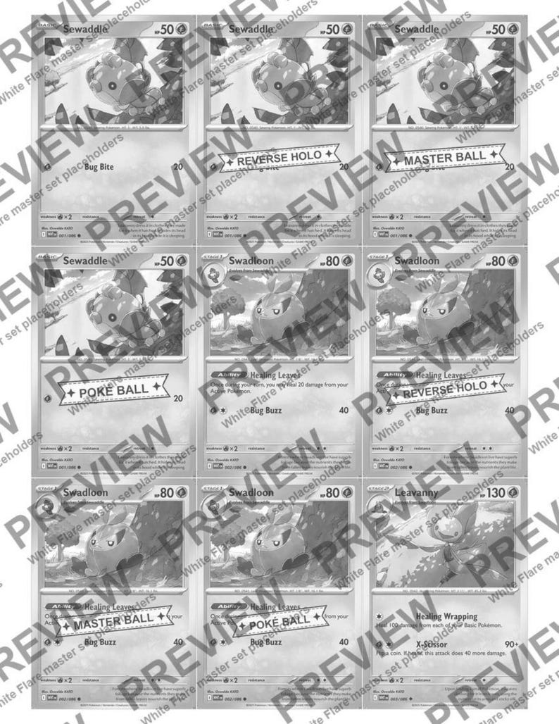 White Flare Pokemon Master Set Binder Placeholders | Printable PDF ...