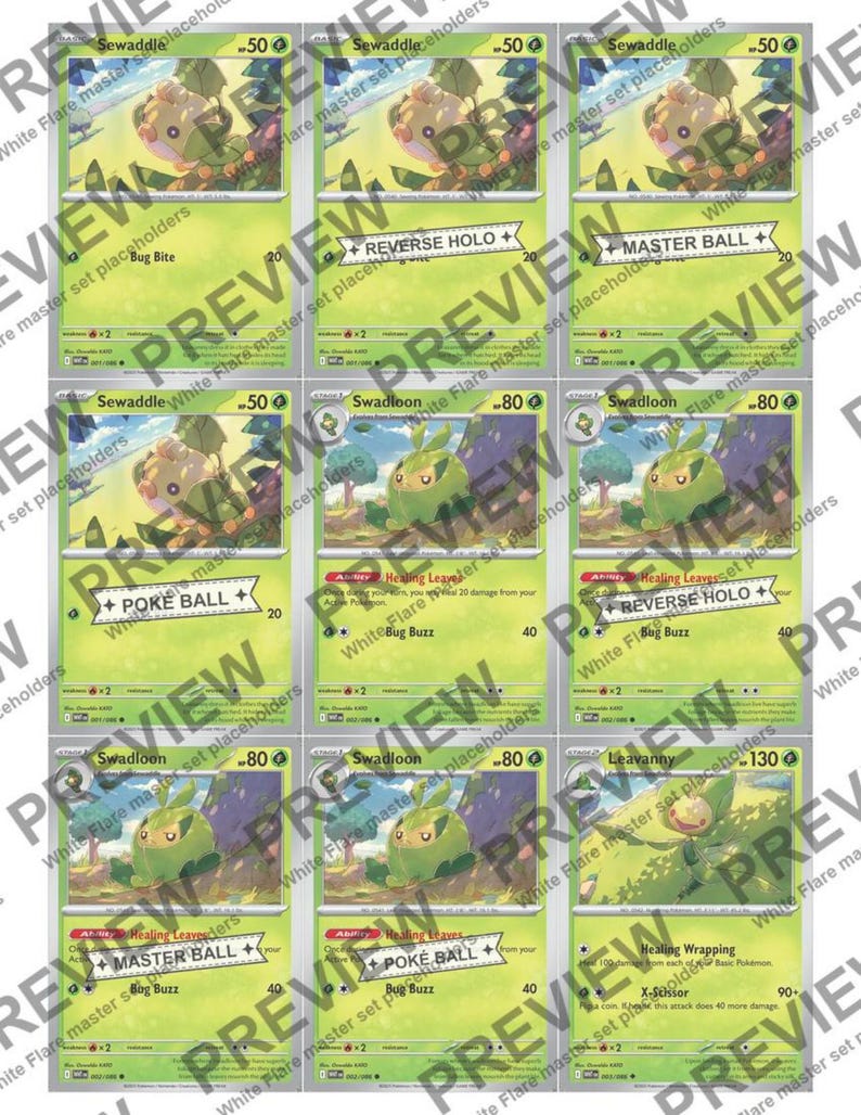 Pdf File Placeholder White Flare Pokemon Master Set Binder Placeholders | Printable PDF ...