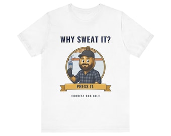 „Warum schwitzen? Einfach pressen!“ – Lustiges Klempner-T-Shirt mit Kupfer-Pressfittings-Humor, Geschenk für Rohrinstallateure und Klempner – ideal für Männer oder Väter