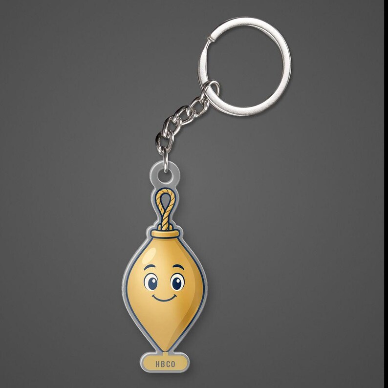 Plumb Bob Keychain, Cute Gold Plumb Bob Shaped Acrylic Keychain, Funny Plumber Gift, Tool Bag Charm, Honest Bob image 1