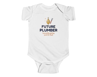 Future Plumber Baby Bodysuit, Funny Newborn Onesie, Making Work for Dad, Cute Plumber Gift