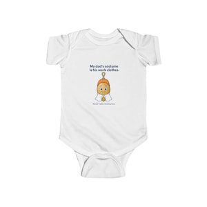 Papas Kostüm besteht aus seiner Arbeitskleidung | Halloween-Handwerker-Babybody Bild 1