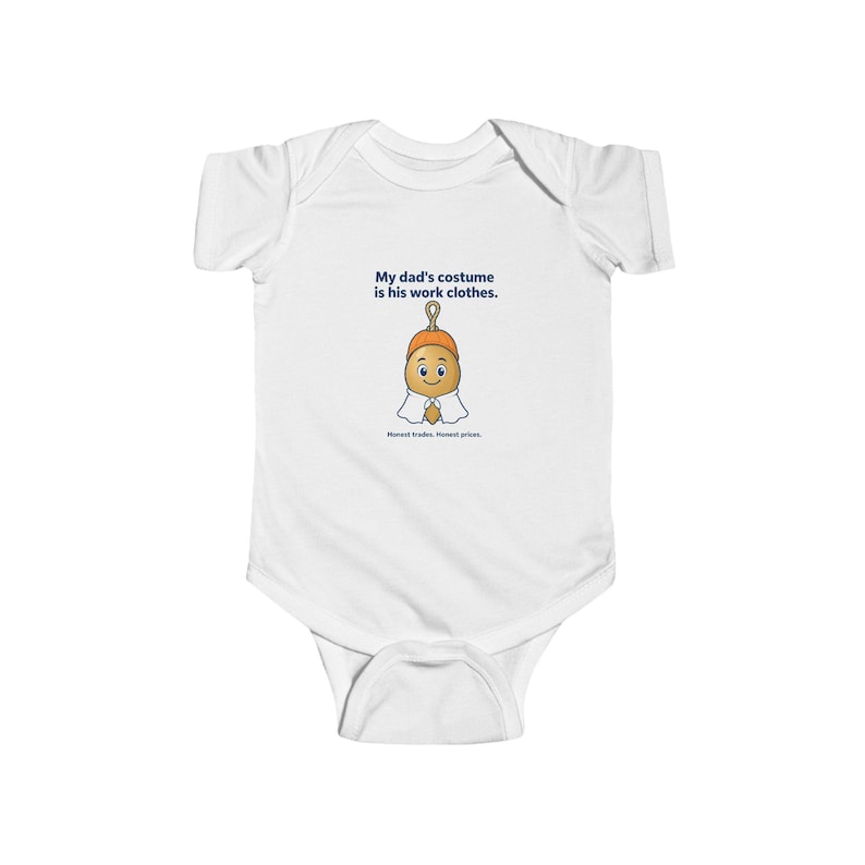 Papas Kostüm besteht aus seiner Arbeitskleidung | Halloween-Handwerker-Babybody Bild 1