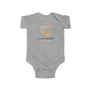 Dad's Little Clog Maker Baby Bodysuit, Funny Newborn Onesie, Cute Plumber Humor Gift for Dad image 2