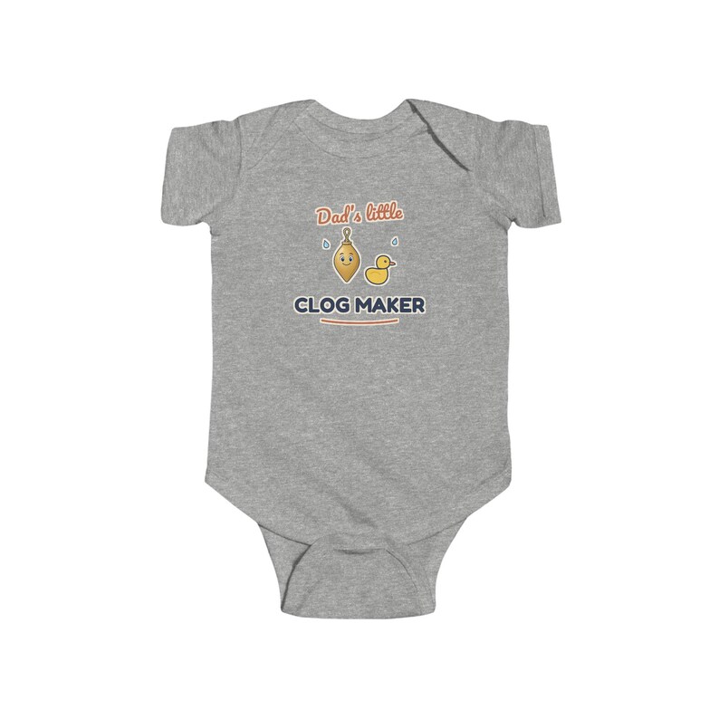 Dad's Little Clog Maker Baby Bodysuit, Funny Newborn Onesie, Cute Plumber Humor Gift for Dad image 2