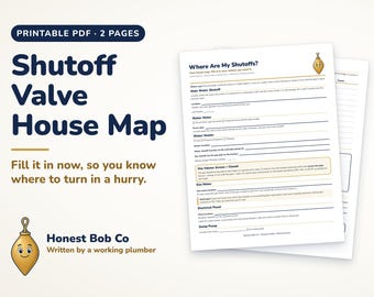 Shutoff Valve House Map Printable, Where Are My Shutoffs Fill In Sheet, Main Water Shutoff Finder, New Homeowner Binder PDF