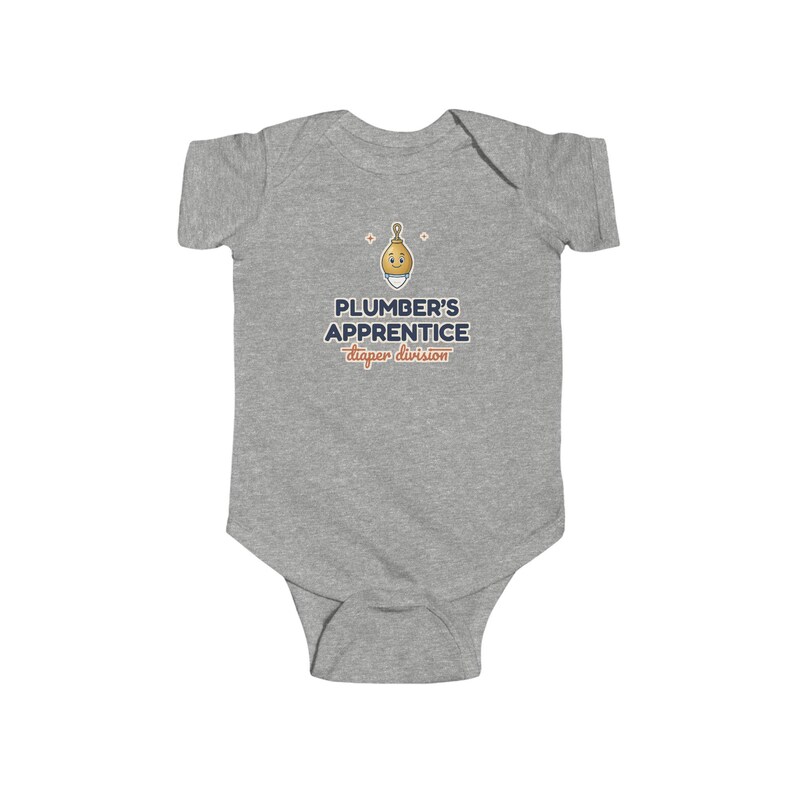 Plumber's Apprentice Baby Bodysuit, Diaper Division, Funny Newborn Onesie, Cute Plumber Gift image 2