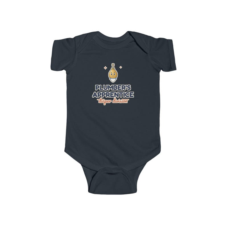 Plumber's Apprentice Baby Bodysuit, Diaper Division, Funny Newborn Onesie, Cute Plumber Gift image 4
