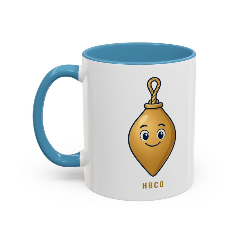 Plumb Bob Coffee Mug, Cute Gold Plumb Bob Mug 11oz, Minimal Gift for Her, Plumber Mom or Wife Gift, Colored Handle image 4