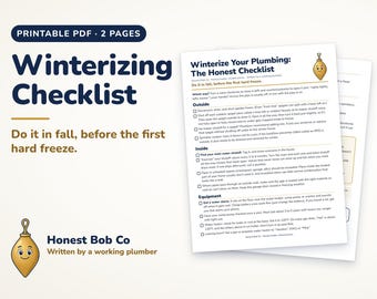 Winterizing Checklist Printable, Winterize Home Plumbing, Frozen Pipe Prep, Fall Home Maintenance List, Homeowner Checklist PDF