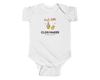 Dad's Little Clog Maker Baby Bodysuit, Funny Newborn Onesie, Cute Plumber Humor Gift for Dad