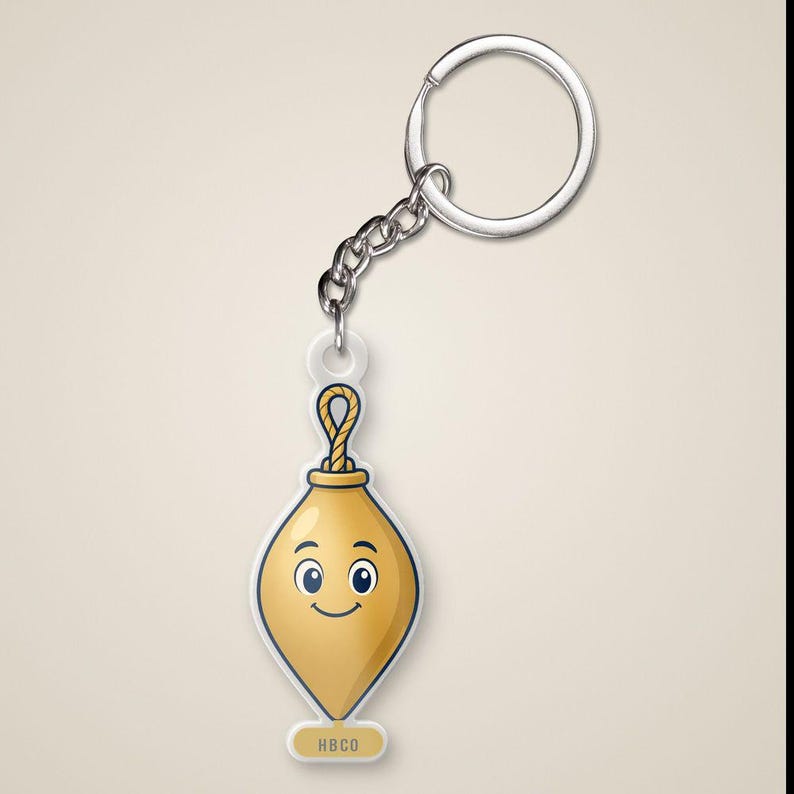 Plumb Bob Keychain, Cute Gold Plumb Bob Shaped Acrylic Keychain, Funny Plumber Gift, Tool Bag Charm, Honest Bob image 2