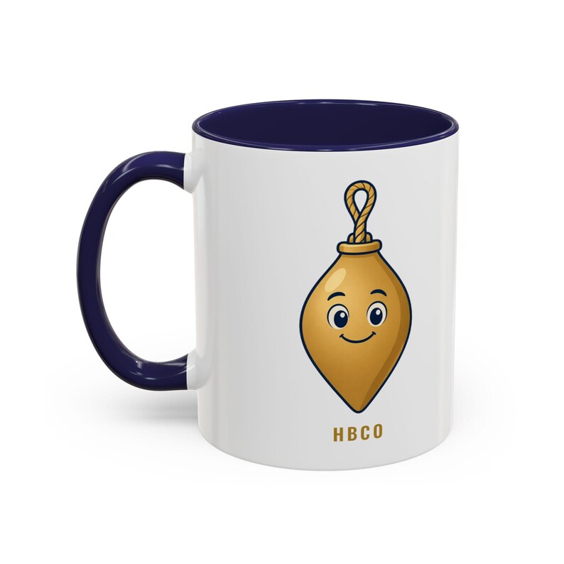 Plumb Bob Coffee Mug, Cute Gold Plumb Bob Mug 11oz, Minimal Gift for Her, Plumber Mom or Wife Gift, Colored Handle image 1
