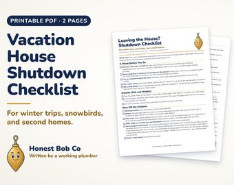 Vacation House Shutdown Checklist Printable, Snowbird Home Closing List, Winter Trip Plumbing Prep, Second Home Checklist PDF