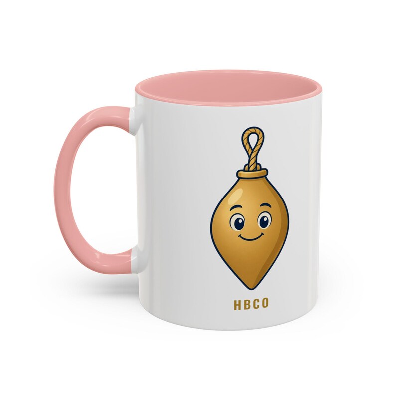 Plumb Bob Coffee Mug, Cute Gold Plumb Bob Mug 11oz, Minimal Gift for Her, Plumber Mom or Wife Gift, Colored Handle image 3