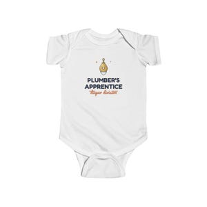 Plumber's Apprentice Baby Bodysuit, Diaper Division, Funny Newborn Onesie, Cute Plumber Gift image 1
