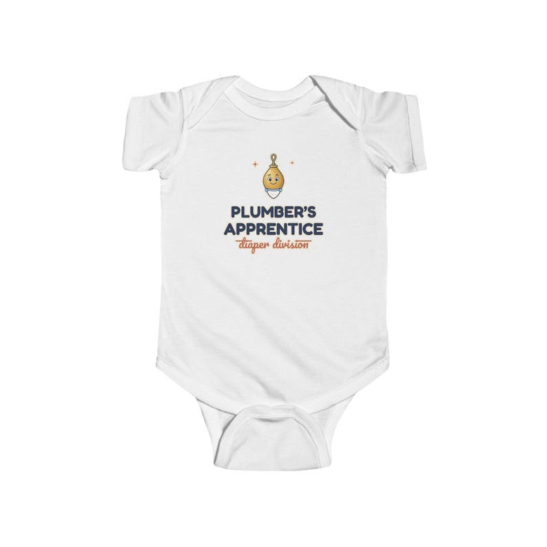 Plumber's Apprentice Baby Bodysuit, Diaper Division, Funny Newborn Onesie, Cute Plumber Gift image 1