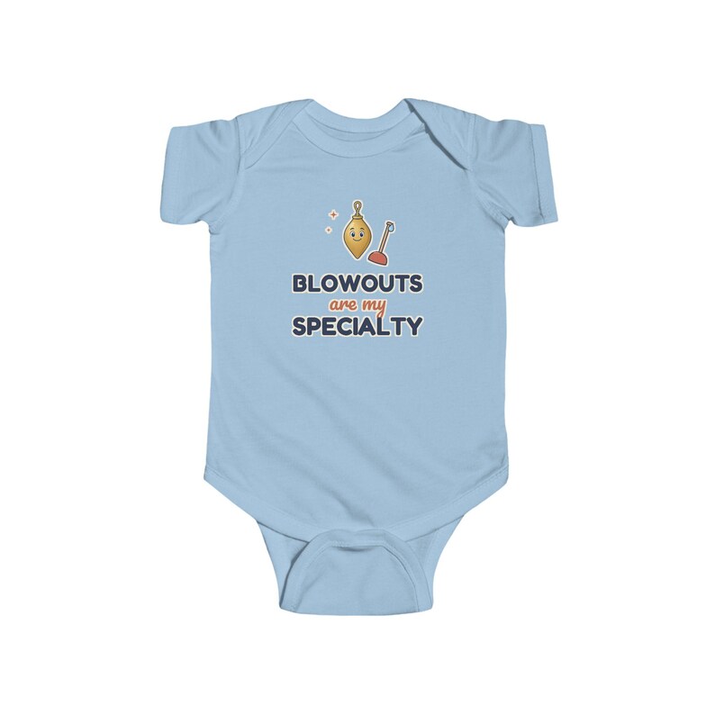 Blowouts Are My Specialty Baby Bodysuit, Funny Newborn Onesie, Cute Plumber Humor Gift for Baby Shower image 3