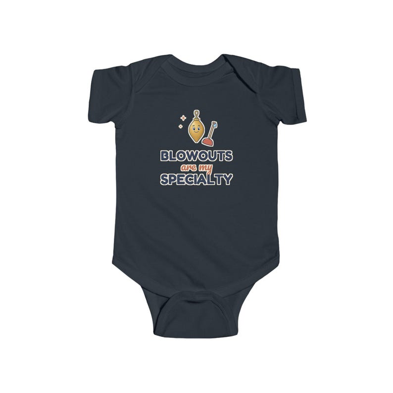 Blowouts Are My Specialty Baby Bodysuit, Funny Newborn Onesie, Cute Plumber Humor Gift for Baby Shower image 4