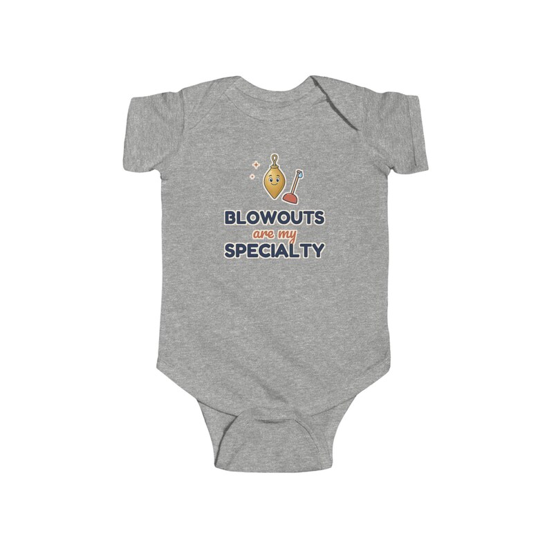 Blowouts Are My Specialty Baby Bodysuit, Funny Newborn Onesie, Cute Plumber Humor Gift for Baby Shower image 2