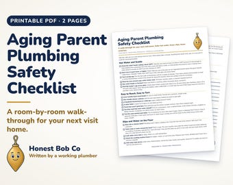 Aging Parent Plumbing Safety Checklist Printable, Senior Home Safety, Scald Prevention, Caregiver Checklist, Aging in Place PDF