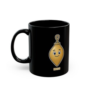 Black Plumb Bob Coffee Mug, Cute Gold Plumb Bob on Black Mug 11oz, Minimal Gift for Her, Plumber Mom or Wife Gift image 1
