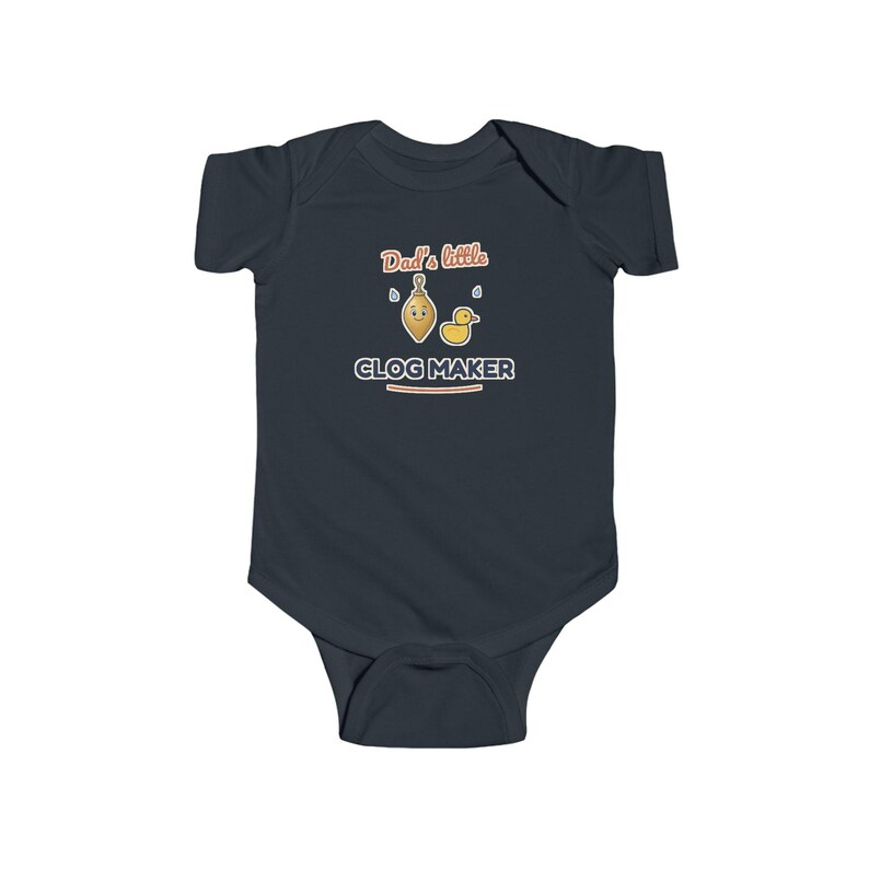 Dad's Little Clog Maker Baby Bodysuit, Funny Newborn Onesie, Cute Plumber Humor Gift for Dad image 4