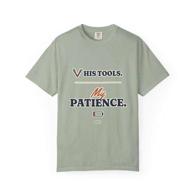His Tools My Patience Tee, Funny Plumber Wife Shirt, Tradesman Wife Gift, Electrician or Mechanic Wife Gift image 4