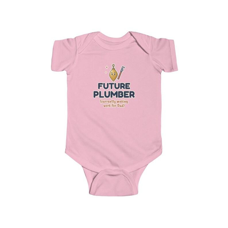 Future Plumber Baby Bodysuit, Funny Newborn Onesie, Making Work for Dad, Cute Plumber Gift image 5