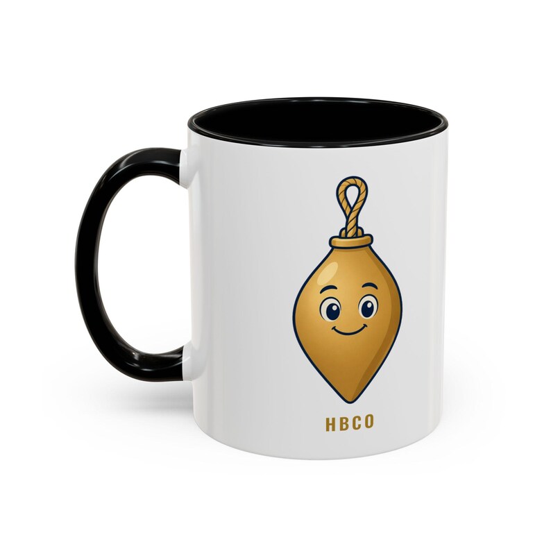 Plumb Bob Coffee Mug, Cute Gold Plumb Bob Mug 11oz, Minimal Gift for Her, Plumber Mom or Wife Gift, Colored Handle image 2