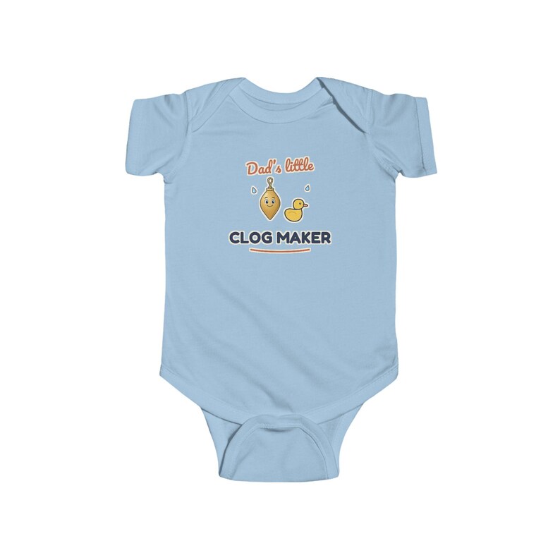Dad's Little Clog Maker Baby Bodysuit, Funny Newborn Onesie, Cute Plumber Humor Gift for Dad image 3