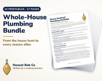 Whole House Plumbing Bundle, 10 Homeowner Printables, Home Buyer Checklist, Winterizing, Leak Check, Housewarming Gift PDF