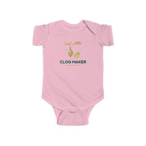 Dad's Little Clog Maker Baby Bodysuit, Funny Newborn Onesie, Cute Plumber Humor Gift for Dad image 5