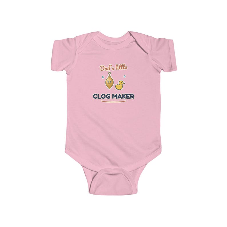 Dad's Little Clog Maker Baby Bodysuit, Funny Newborn Onesie, Cute Plumber Humor Gift for Dad image 5