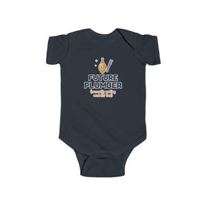 Future Plumber Baby Bodysuit, Funny Newborn Onesie, Making Work for Dad, Cute Plumber Gift image 4
