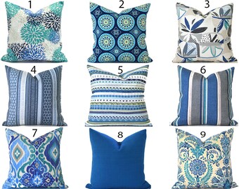 Blue Outdoor Cushion Etsy
