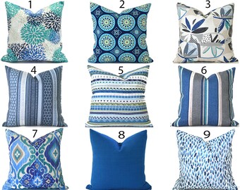 Blue Outdoor Pillow Etsy