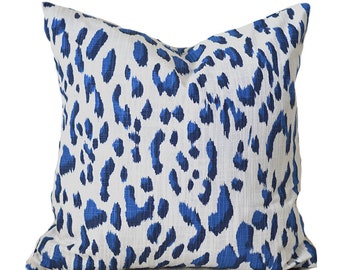 blue cheetah print pillow