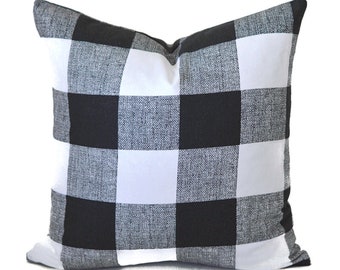 Outdoor Pillow Covers with Zippers, Affordable Home Decor, Easy to Use, Quick Delivery, Check Paterson Black