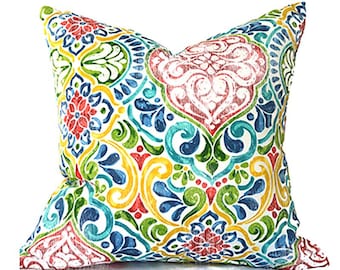 Outdoor Pillow Covers with Zipper, Washable, Quick Ship, Fiorella Multi