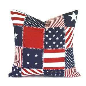 Outdoor Pillow Covers with Zippers, Easy to Change, Affordable Style, Quick Shipping, Red White and Blue Starpatch Patriotic