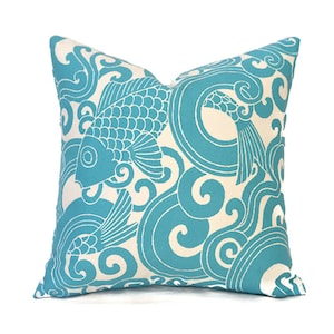 Sale 12"x12" Outdoor Pillow Covers Decorative Blue Designer Waveform Turquoise
