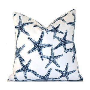 Outdoor Pillow Covers with Zippers, Affordable Home Decor, Easy to Use, Quick Delivery, Blue Starfish Sea Friends Oxford Navy