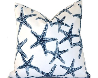 Outdoor Pillow Covers with Zippers, Affordable Home Decor, Easy to Use, Quick Delivery, Blue Starfish Sea Friends Oxford Navy