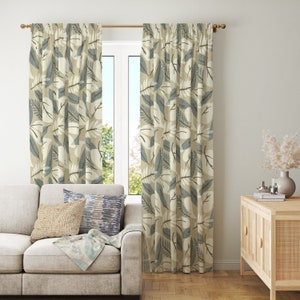 Curtains 2 Panels Each 50&quot; Wide  / Any Length / Custom Made Rod Pocket Window Treatments / Fresh Leaf Indigo