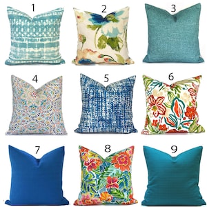 Outdoor Pillow Covers with Zippers, Easy-Use, Affordable Style, Swift Delivery!  Turquoise Blue Coral You Choose