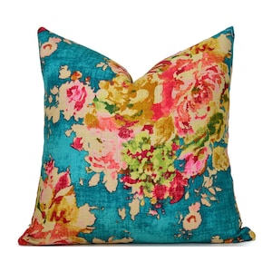 Indoor Pillow Covers, Easy Zipper, Machine Washable, Quick Delivery, Designer Blue and Pinks Venus Caribbean