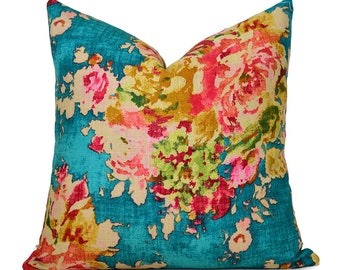 Indoor Pillow Covers, Easy Zipper, Machine Washable, Quick Delivery, Designer Blue and Pinks Venus Caribbean