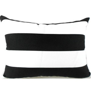 CLEARANCE 16"x12" Outdoor Lumbar Pillow Cover Decorative Vertical Black and White