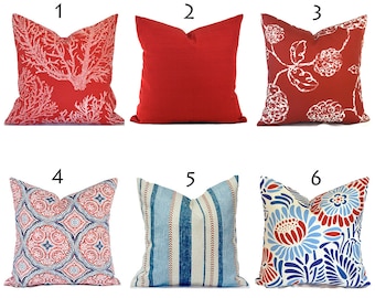 Outdoor Pillow Covers with Zippers, Easy-Use, Affordable Style, Swift Delivery!  Red White and Blue You Choose